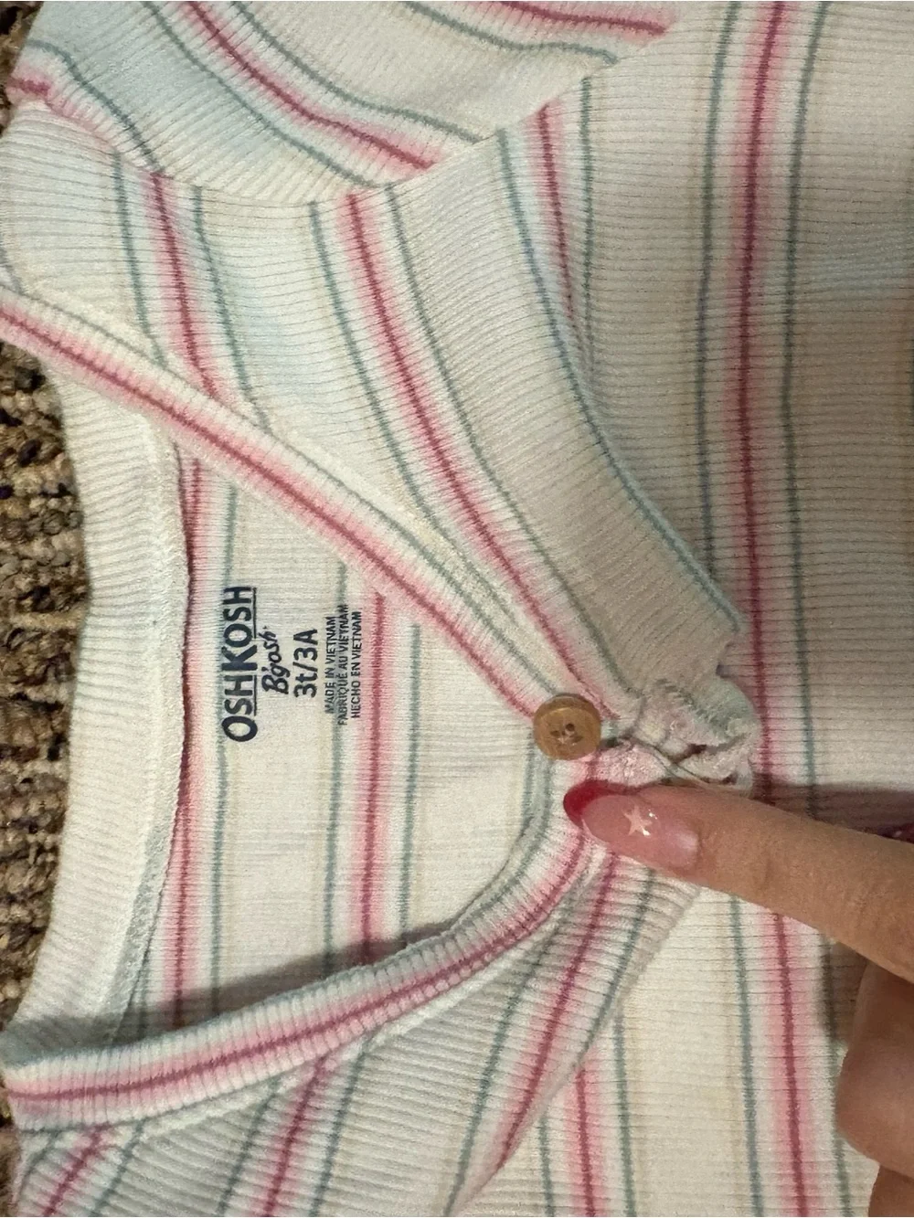 OshKosh B'gosh Cream Top with Pink and Light Blue Stripes